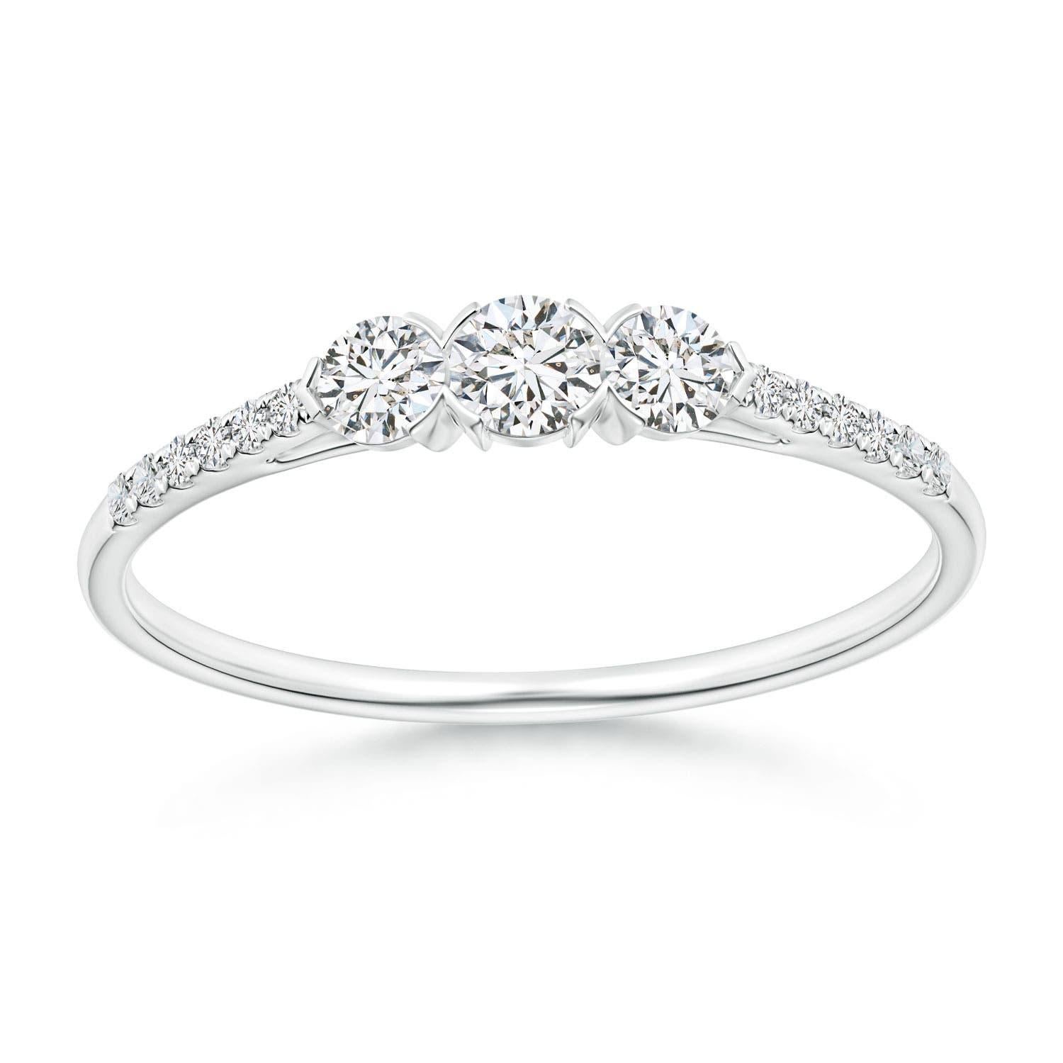 Angara Natural Prong-Set Diamond Three Stone Engagement Ring in 14K Solid Gold