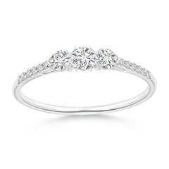 Angara Natural Prong-Set Diamond Three Stone Engagement Ring in 14K Solid Gold