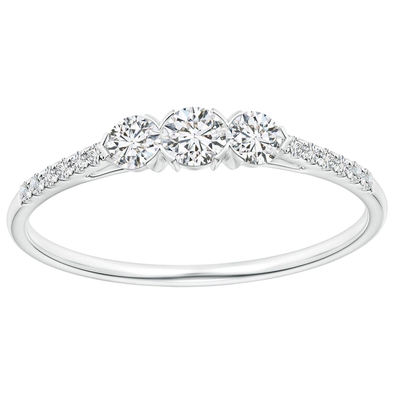 Angara Natural Prong-Set Diamant drei Stein Verlobungsring in 14K Solid Gold