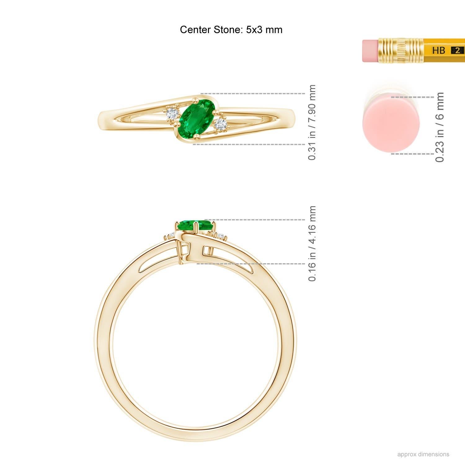 Angara Natural Prong-Set Smaragd und Diamant Split Shank Ring in 14K massivem Gold Damen im Angebot