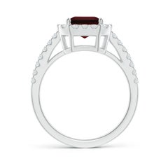Angara Bague de halo en or massif 14 carats, taille émeraude 2,8 ct, serti clos