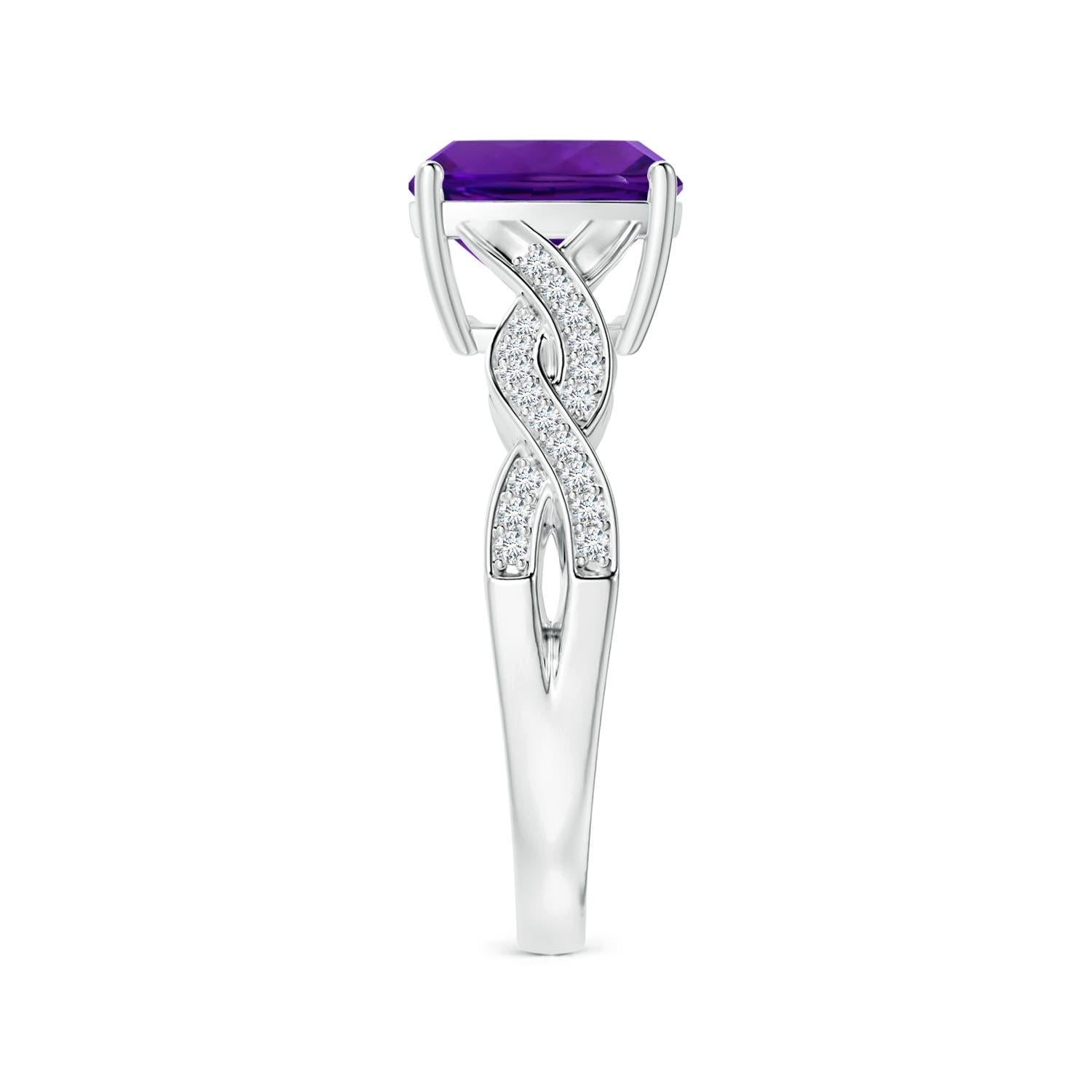 Angara natürlichen Prong-Set GIA zertifiziert Kissen 2,5 ct Amethyst Ring in 14K Gold (Kissenschliff) im Angebot