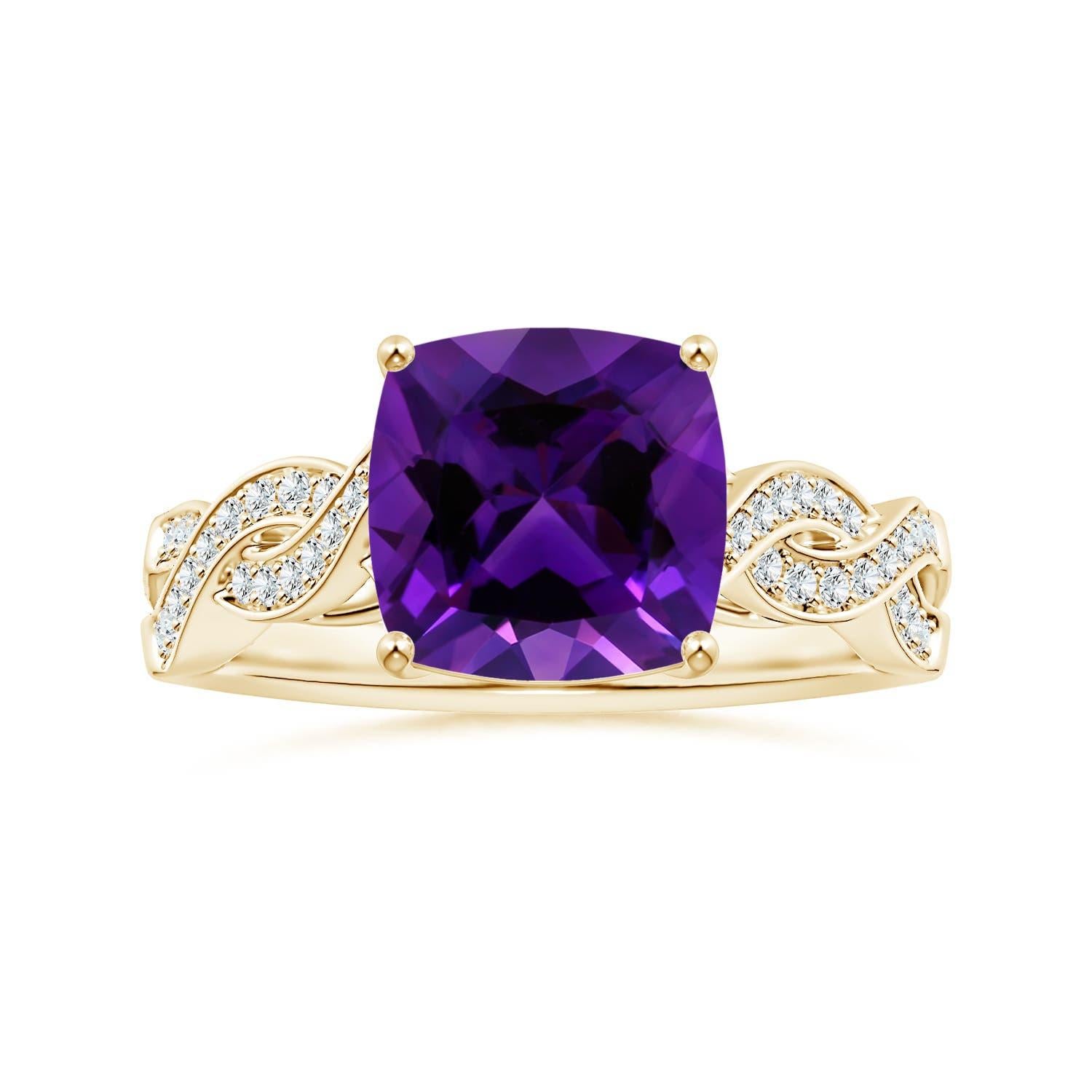Angara natürlichen Prong-Set GIA zertifiziert Kissen 2,5 ct Amethyst Ring in 14K Gold im Angebot 3