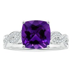 Anello di ametista Angara Nature con incastonatura a forcella certificata GIA da 2,5 carati in oro 14 carati