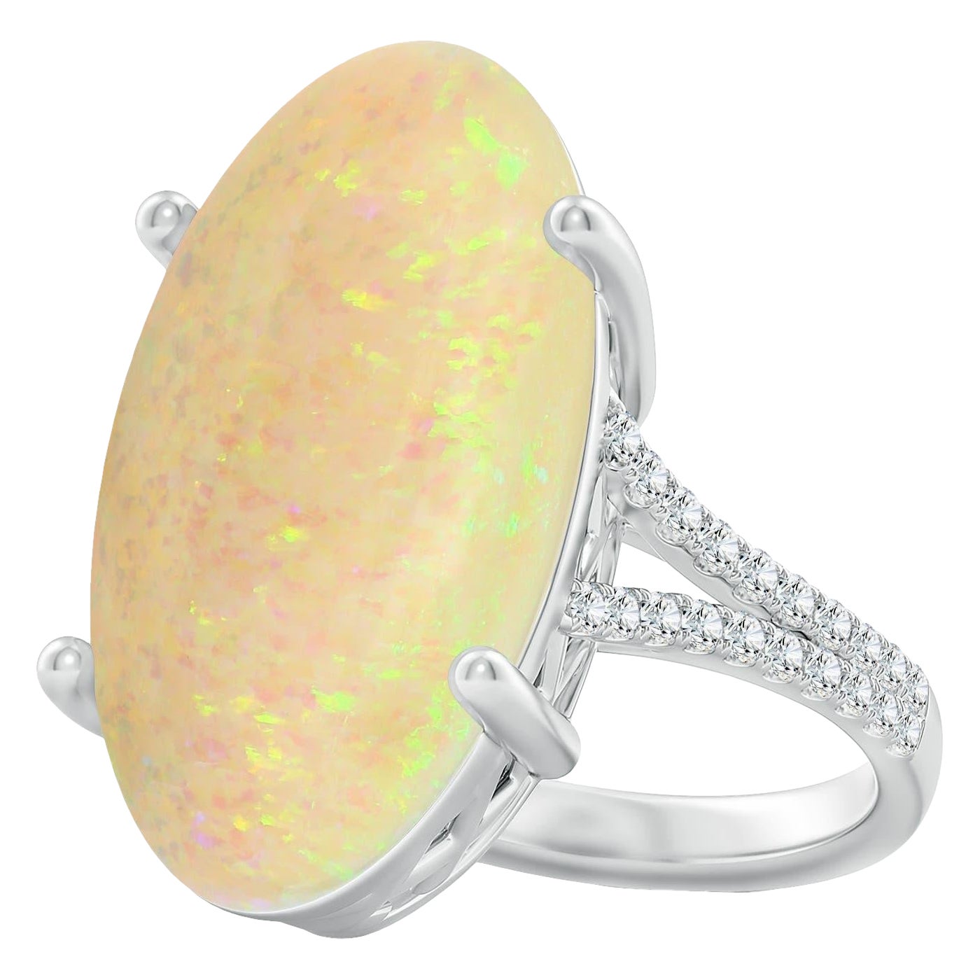 Angara Anillo de Ópalo Ovalado de 8,82 ct en Oro macizo de 14 quilates, natural, engastado y certificado por el GIA