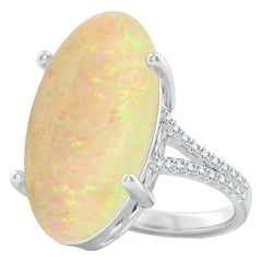 Angara Anillo de Ópalo Ovalado de 8,82 ct en Oro macizo de 14 quilates, natural, engastado y certificado por el GIA