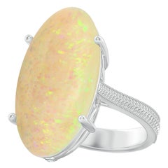 Angara Anillo de Ópalo de Oro de 14 quilates con Solitario de 8,82 quilates con Certificado GIA y Engaste Natural
