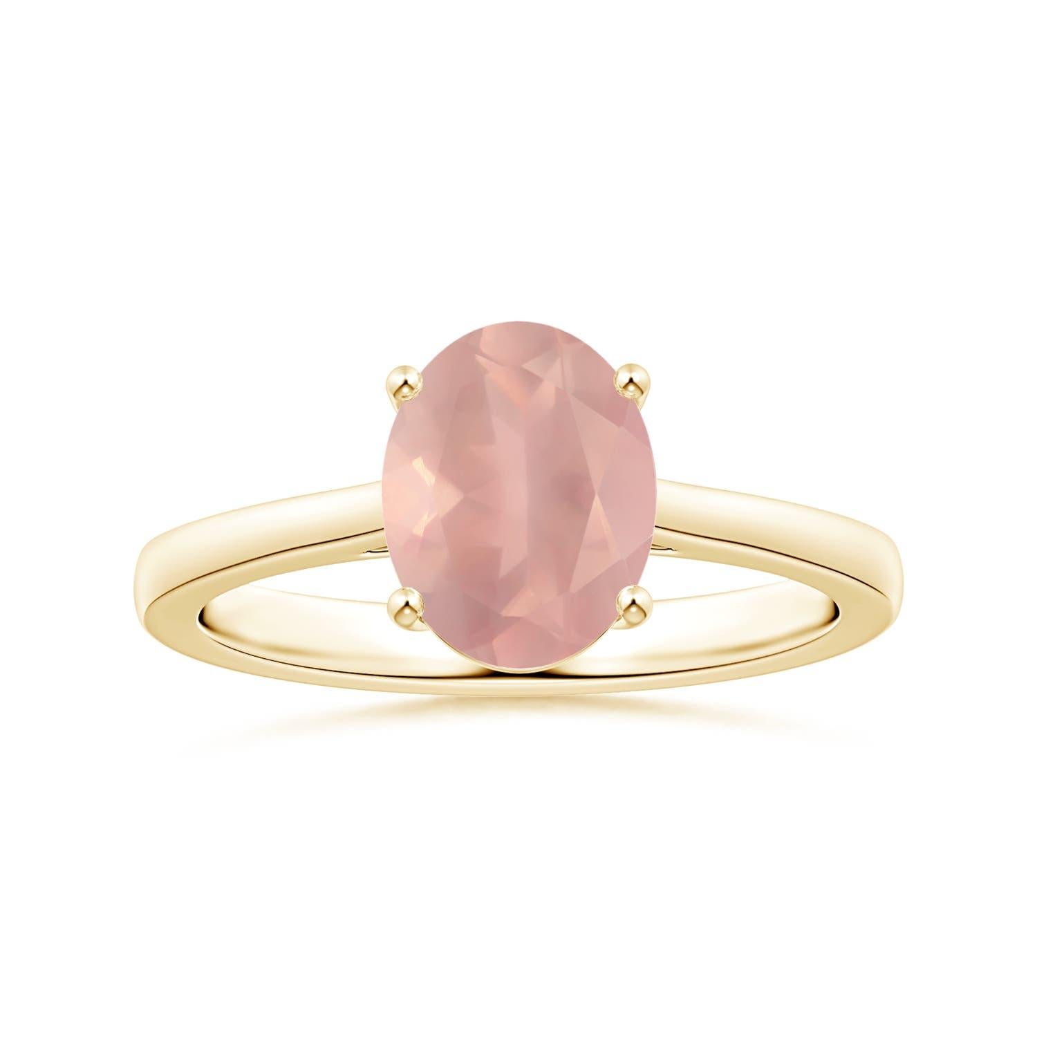 Angara Nature Prong-Set GIA Certified Solitaire Oval 2.33ct Rose Quartz 14K Gol in vendita 3
