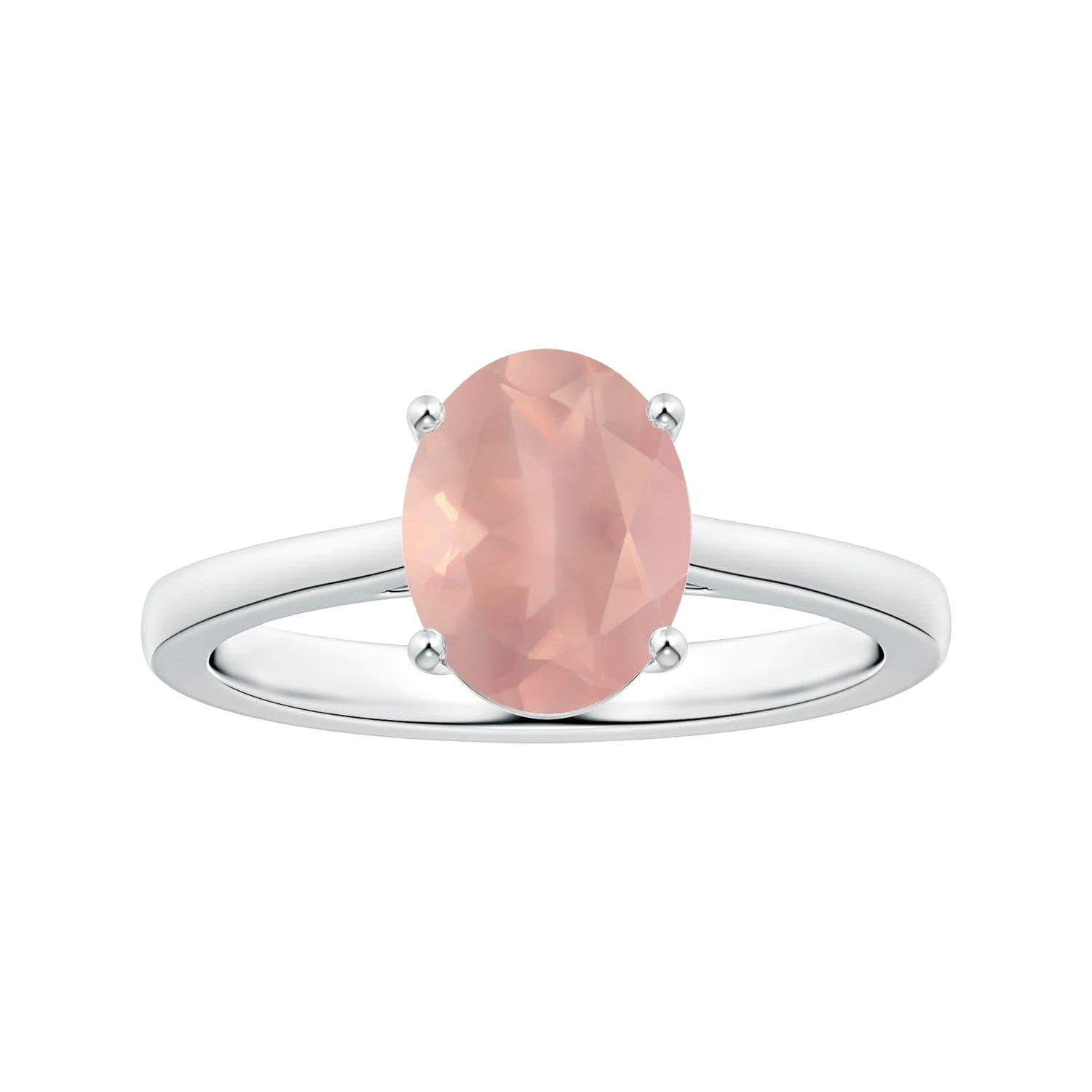 Angara Nature Prong-Set GIA Certified Solitaire Oval 2.33ct Rose Quartz 14K Gol