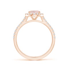 Angara Natural Prong-Set Oval 1.1ct Morganite Halo Ring with Diamond in 14K Gold
