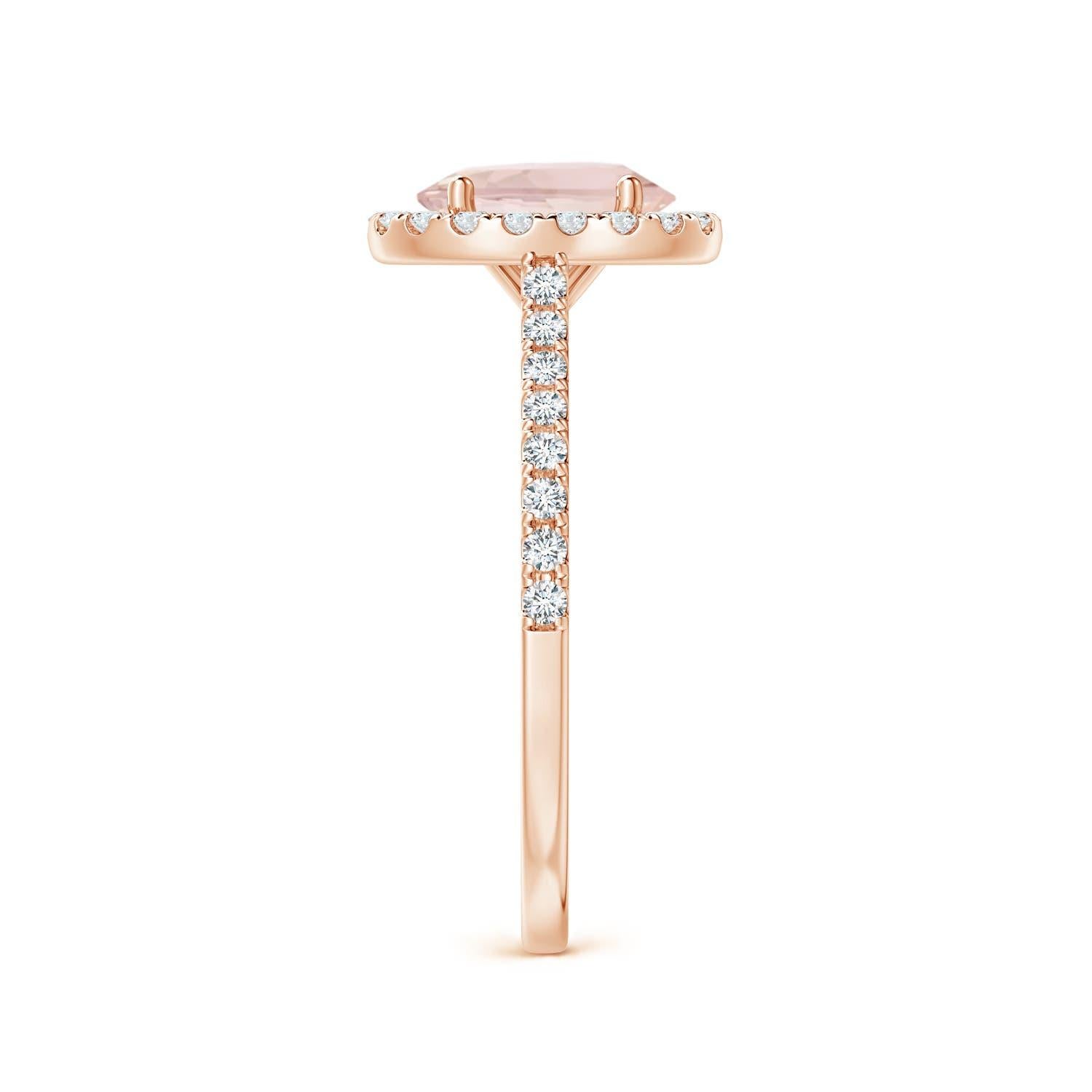 Angara Natural Prong-Set Oval 1,1ct Morganit Halo Ring mit Diamant in 14K Gold (Ovalschliff) im Angebot