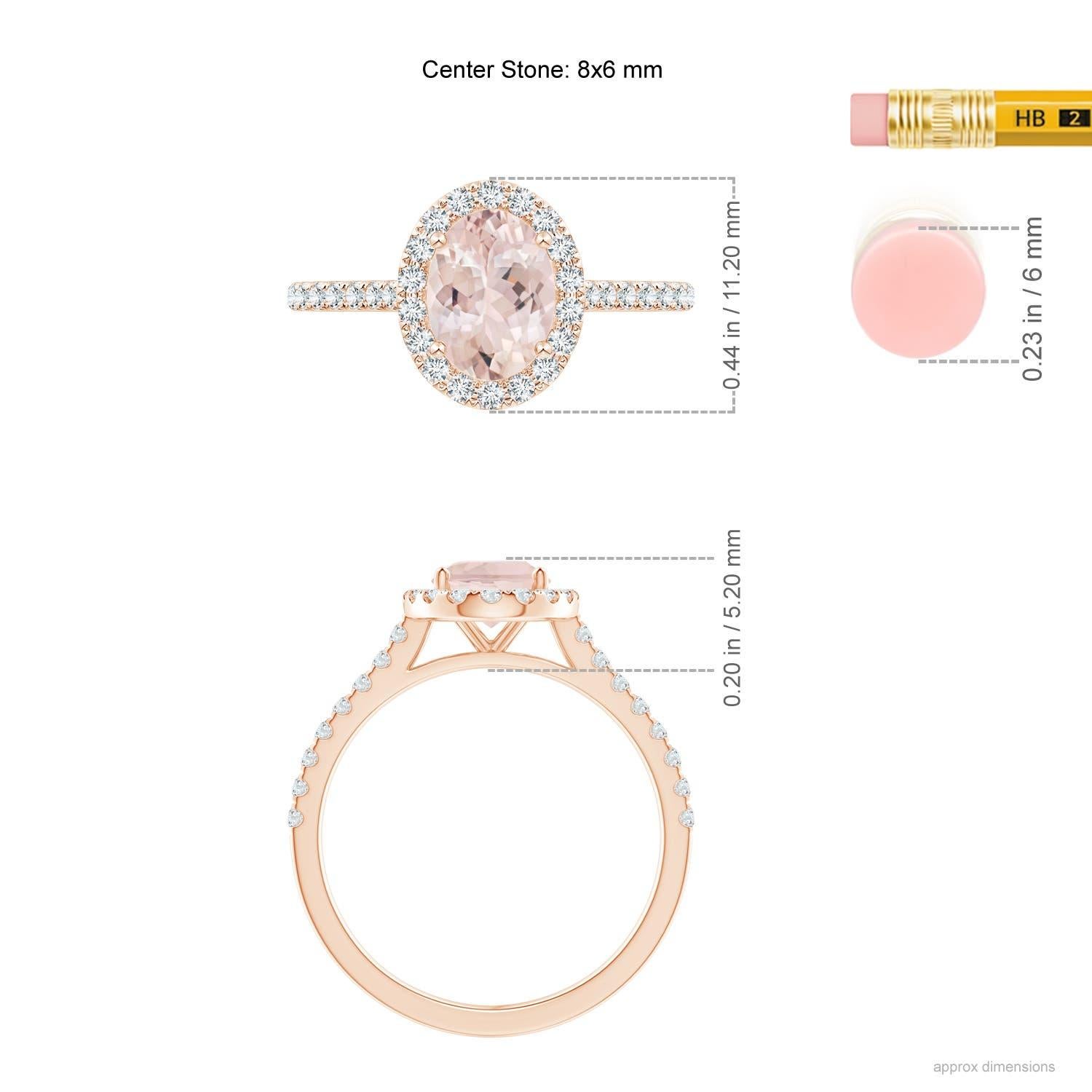 Angara Natural Prong-Set Oval 1,1ct Morganit Halo Ring mit Diamant in 14K Gold Damen im Angebot