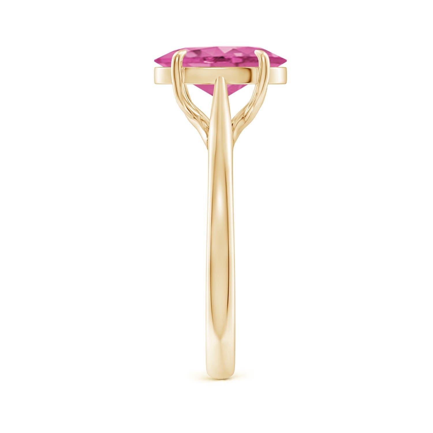 Angara natürlichen Prong-Set Oval 3ct rosa Saphir Solitär-Ring in 14K massivem Gold (Moderne) im Angebot