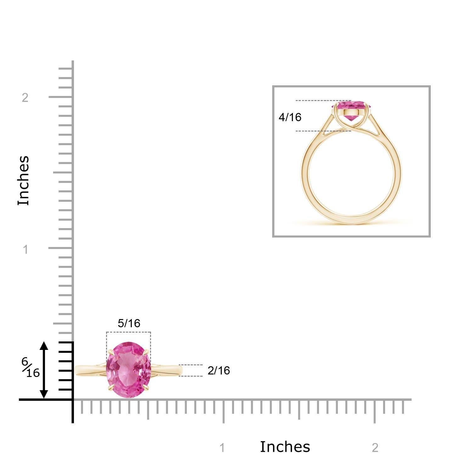 Angara natürlichen Prong-Set Oval 3ct rosa Saphir Solitär-Ring in 14K massivem Gold im Zustand „Neu“ im Angebot in Los Angeles, CA