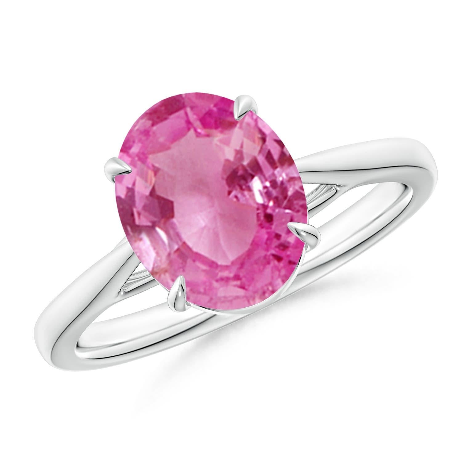 Angara natürlichen Prong-Set Oval 3ct rosa Saphir Solitär-Ring in 14K massivem Gold im Angebot 2