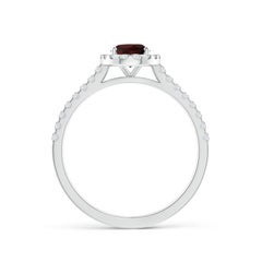 Angara natürlichen Prong-Set ovalen Granat Halo-Ring mit Diamant in 14K massivem Gold