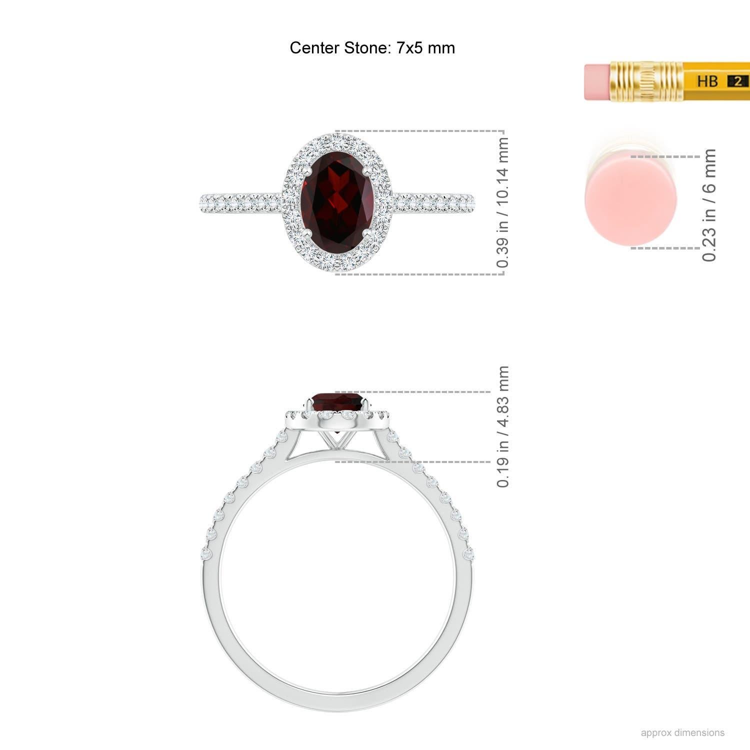 Anello aureola con granato ovale di Angara con diamante incastonato in oro massiccio 14 carati In condizioni Nuovo in vendita a Los Angeles, CA