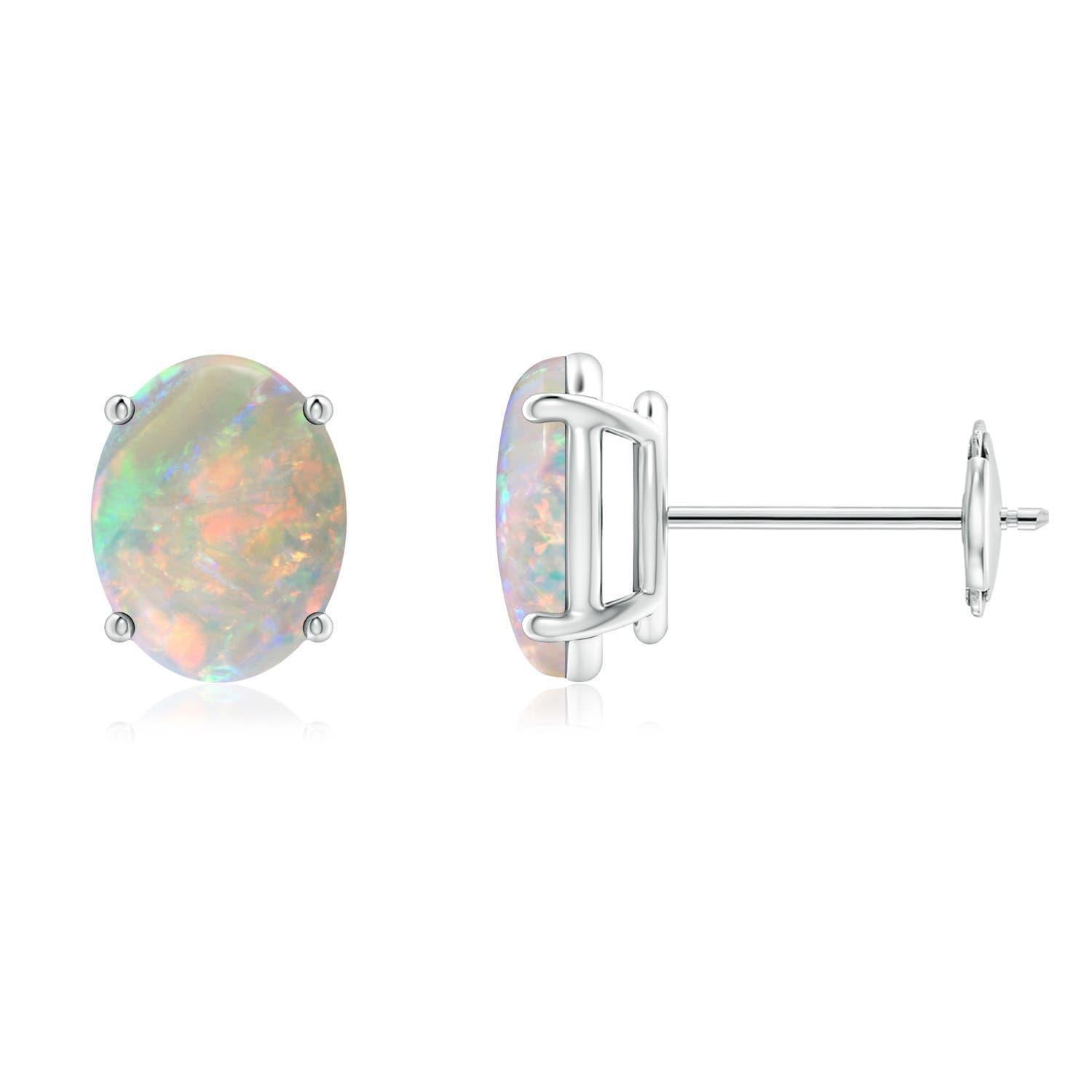 Angara - Boucles d'oreilles en or 14 carats - Solitaire ovale de 1,6 ct - Opale Naturelle Neuf - En vente à Los Angeles, CA
