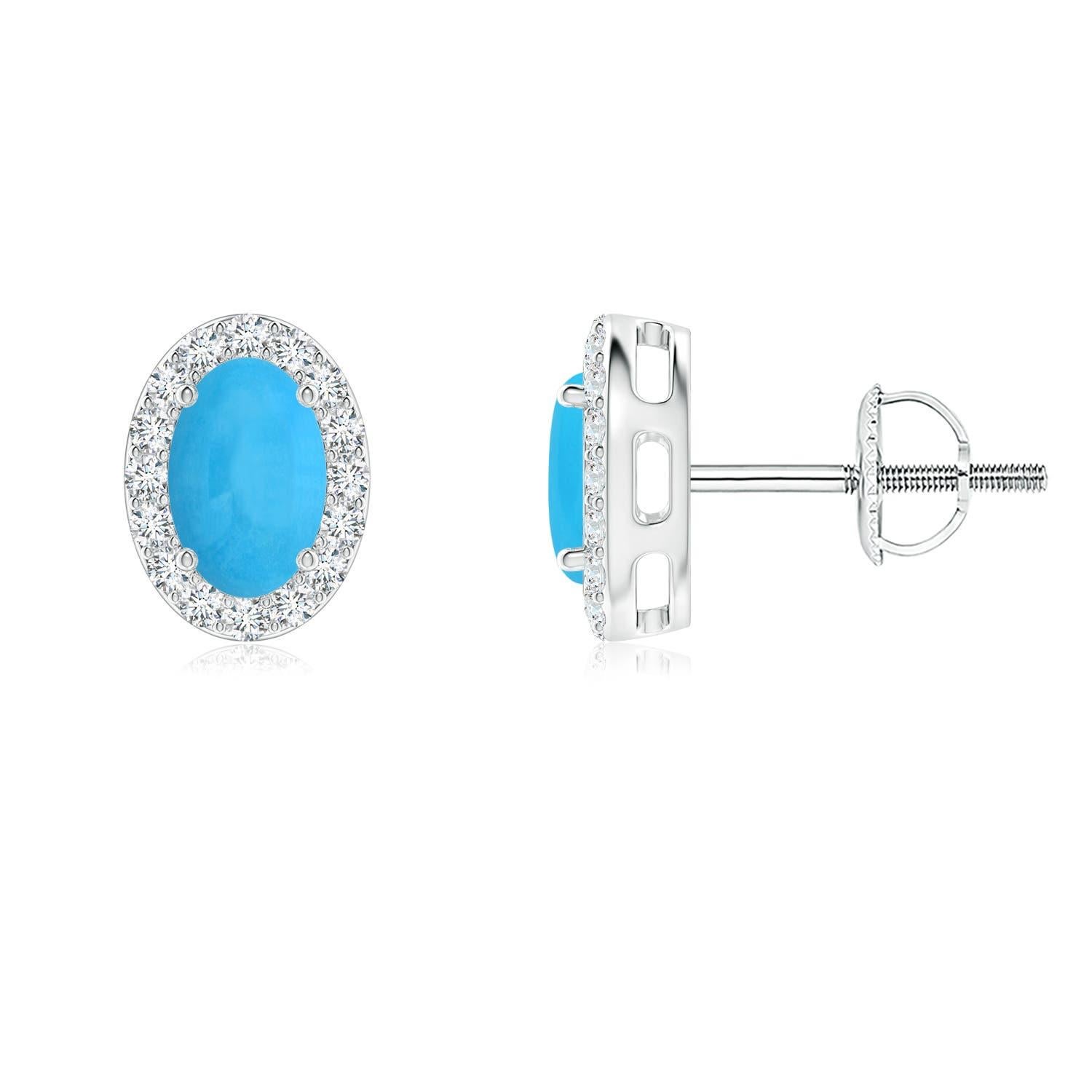 Angara Natürliche ovale Türkis Ohrstecker mit Diamant in 14K Gold im Zustand „Neu“ im Angebot in Los Angeles, CA