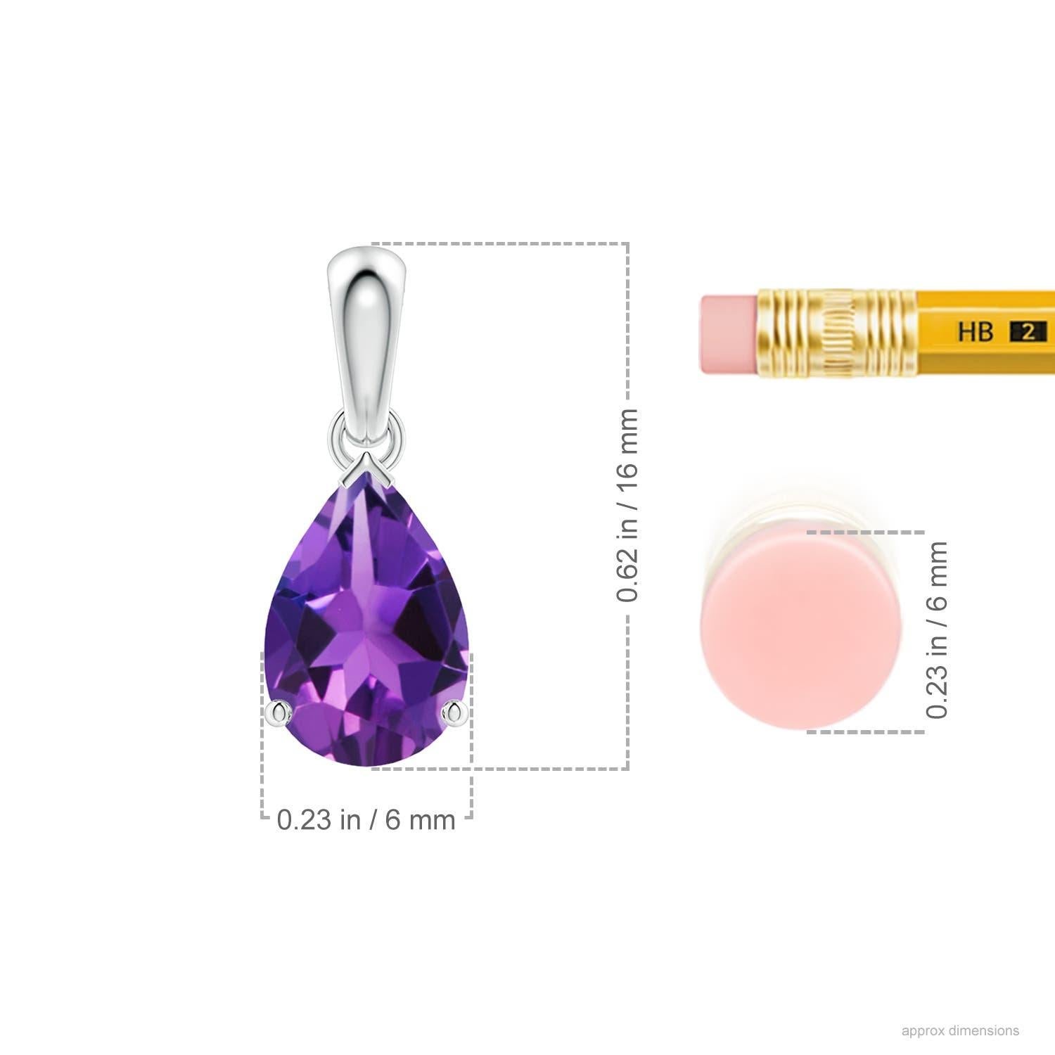 Pear Cut Angara Natural Prong-Set Pear 1.05 ct Amethyst Solitaire Pendant 14K Solid Gold For Sale