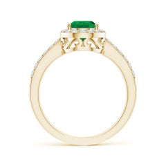 Angara Bague en or 14K avec émeraude poire 1,2 ct et halo de diamants, sertie à l'aiguille