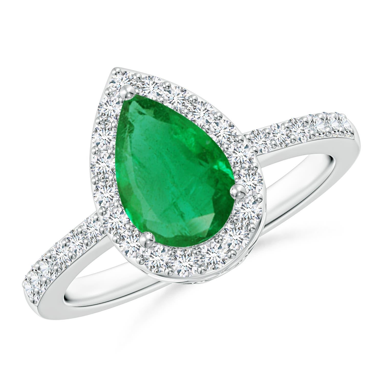 Anillo Angara de Esmeralda Natural de 1,2 ct con Halo de Diamantes en Oro de 14K en venta 1