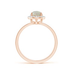 Angara Natural Prong-Set Pear-Shape Opal Ring with Beaded Halo in 14K Solid Gold