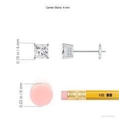 Angara Natürlicher Diamant-Ohrstecker mit Princess-Schliff in 14K Gold