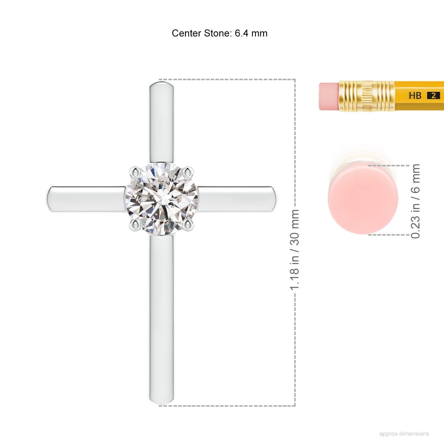 Taille ronde Angara Nature pendentif croix solitaire en platine avec diamant rond de 1 ct serti à l'aiguille en vente