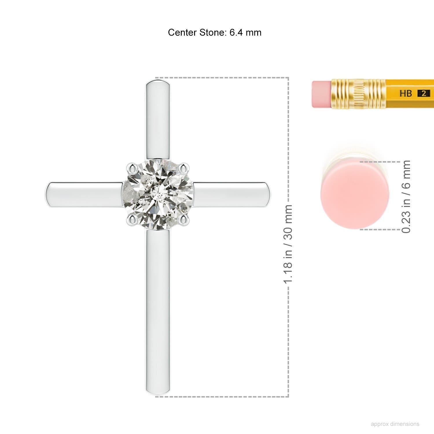Round Cut Angara Natural Prong-Set Round 1 ct Diamond Solitaire Cross Pendant in Platinum For Sale