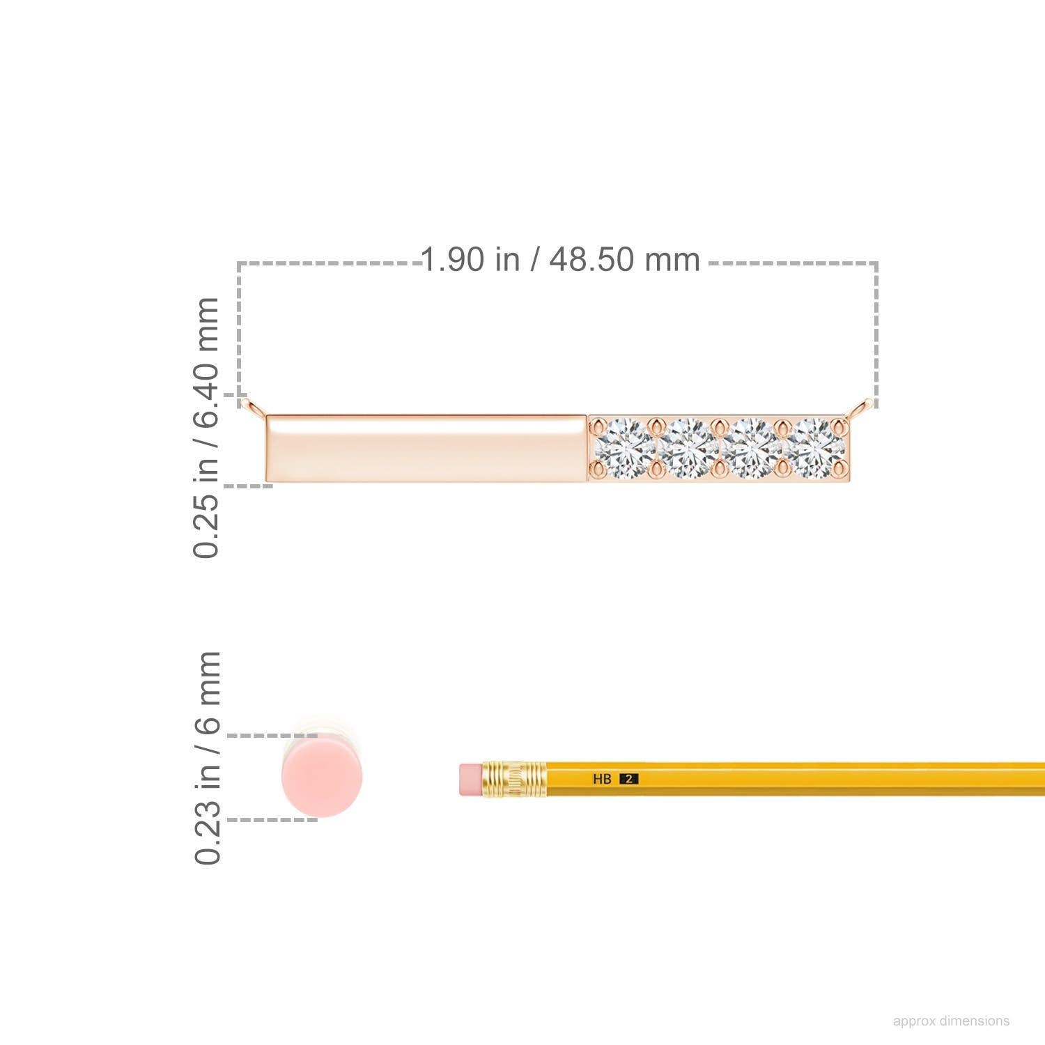 Taglio rotondo Collana Angara Natural Prong-Set Round 1.52 ct con diamanti a barretta in oro rosa 14 carati in vendita