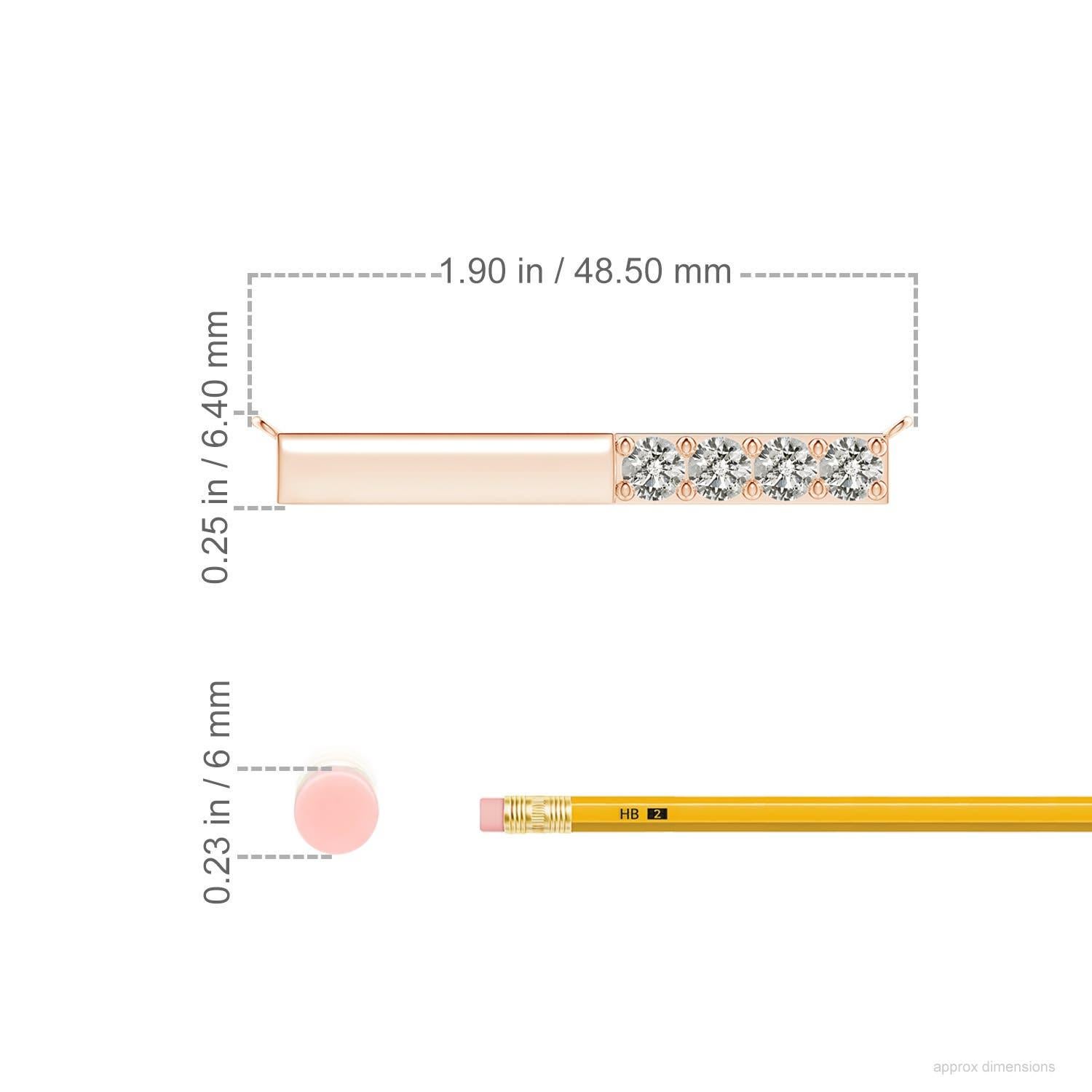 Taglio rotondo Collana Angara Natural Prong-Set Round 1.52 ct con diamanti a barretta in oro rosa 14 carati in vendita