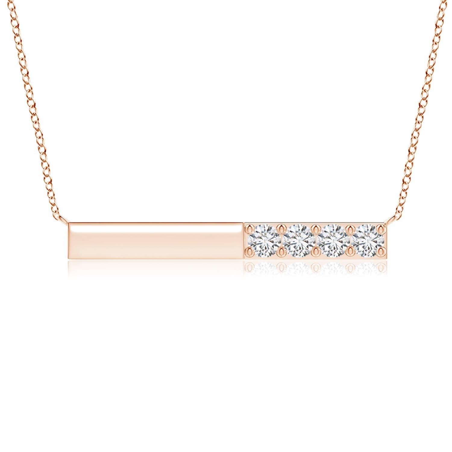 Collana Angara Natural Prong-Set Round 1.52 ct con diamanti a barretta in oro rosa 14 carati in vendita