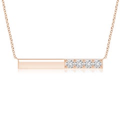 Collana Angara Natural Prong-Set Round 1.52 ct con diamanti a barretta in oro rosa 14 carati