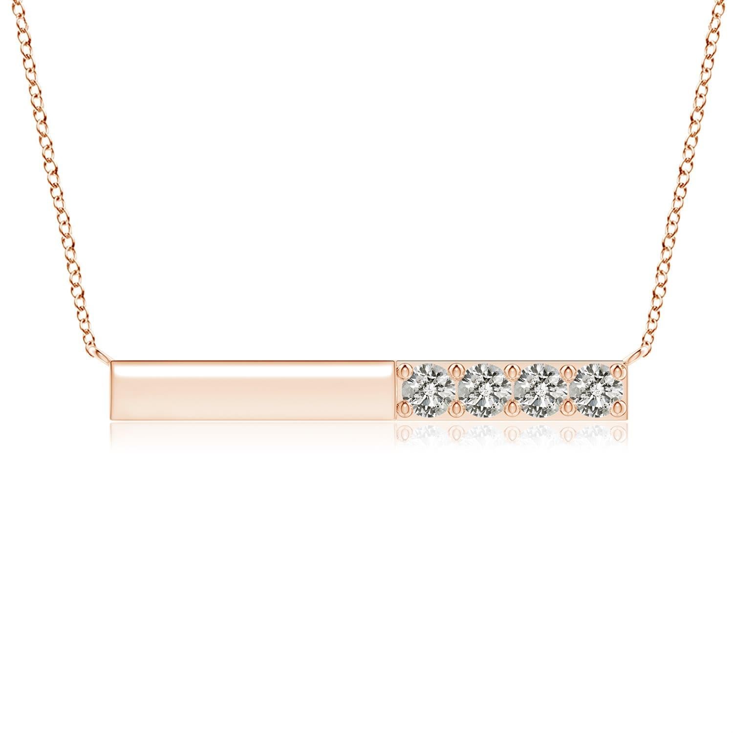 Collana Angara Natural Prong-Set Round 1.52 ct con diamanti a barretta in oro rosa 14 carati in vendita