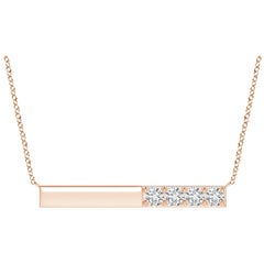 Collier Barre en or rose 14K avec diamant naturel rond de 1,52 ct serti à l'aiguille Angara