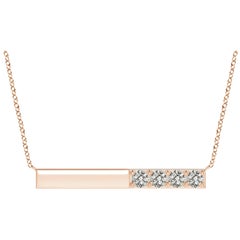Collier Barre en or rose 14K avec diamant naturel rond de 1,52 ct serti à l'aiguille Angara
