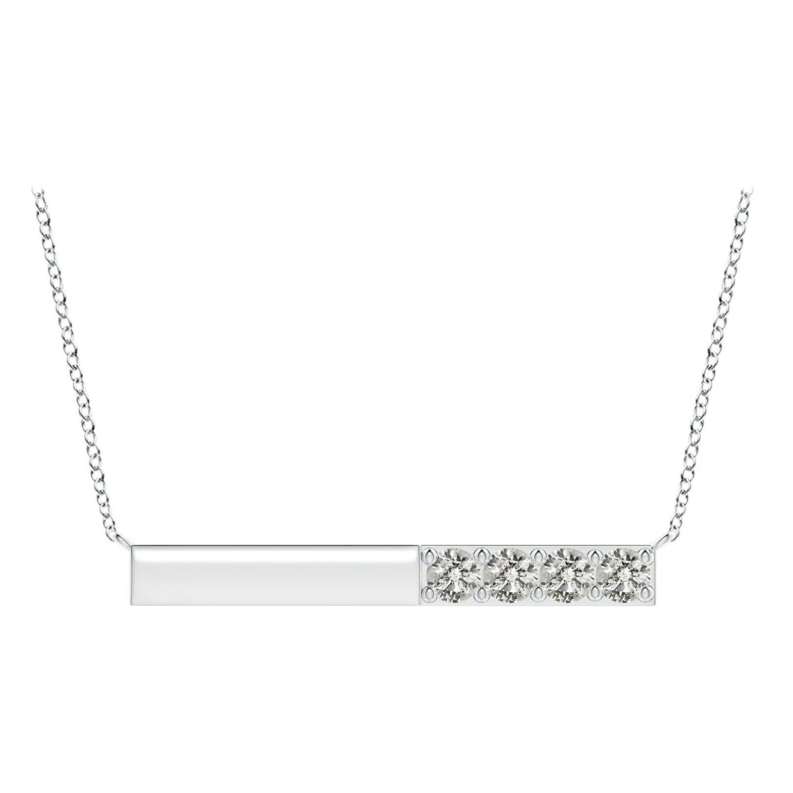 Collana Angara Natural Prong-Set Round 1.52 ct con diamanti a barretta in oro bianco 14 carati