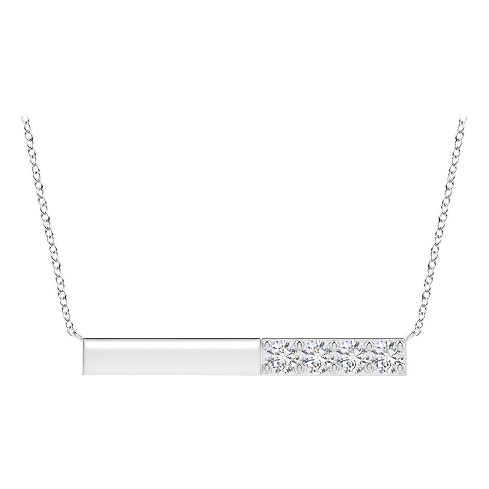 Collana Angara Natural Prong-Set Round 1.52 ct con diamanti a barretta in oro bianco 14 carati