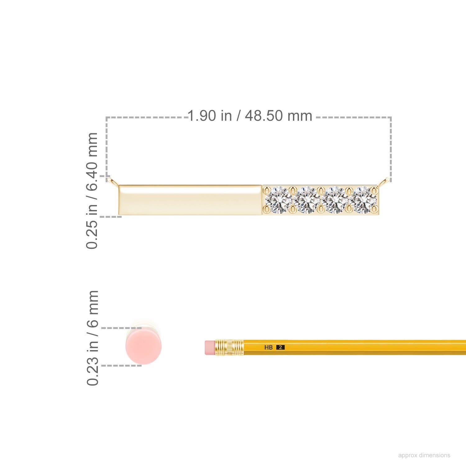 Taglio rotondo Collana Angara Natural Prong-Set Round 1.52 ct con diamanti a barretta in oro giallo 14 carati in vendita