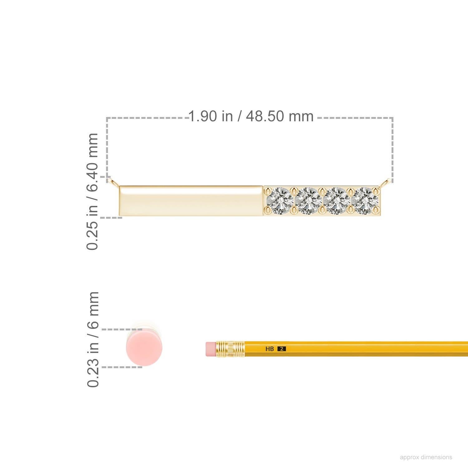 Taglio rotondo Collana Angara Natural Prong-Set Round 1.52 ct con diamanti a barretta in oro giallo 14 carati in vendita