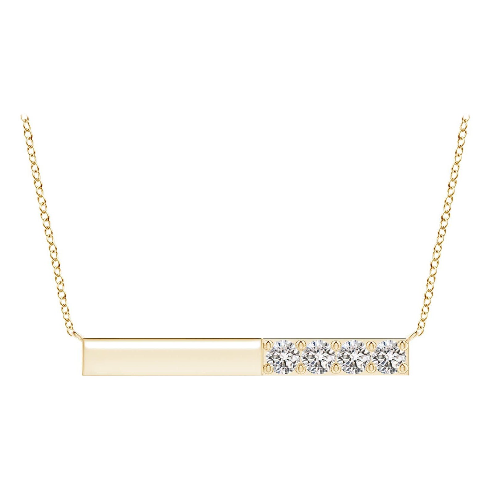 Collana Angara Natural Prong-Set Round 1.52 ct con diamanti a barretta in oro giallo 14 carati