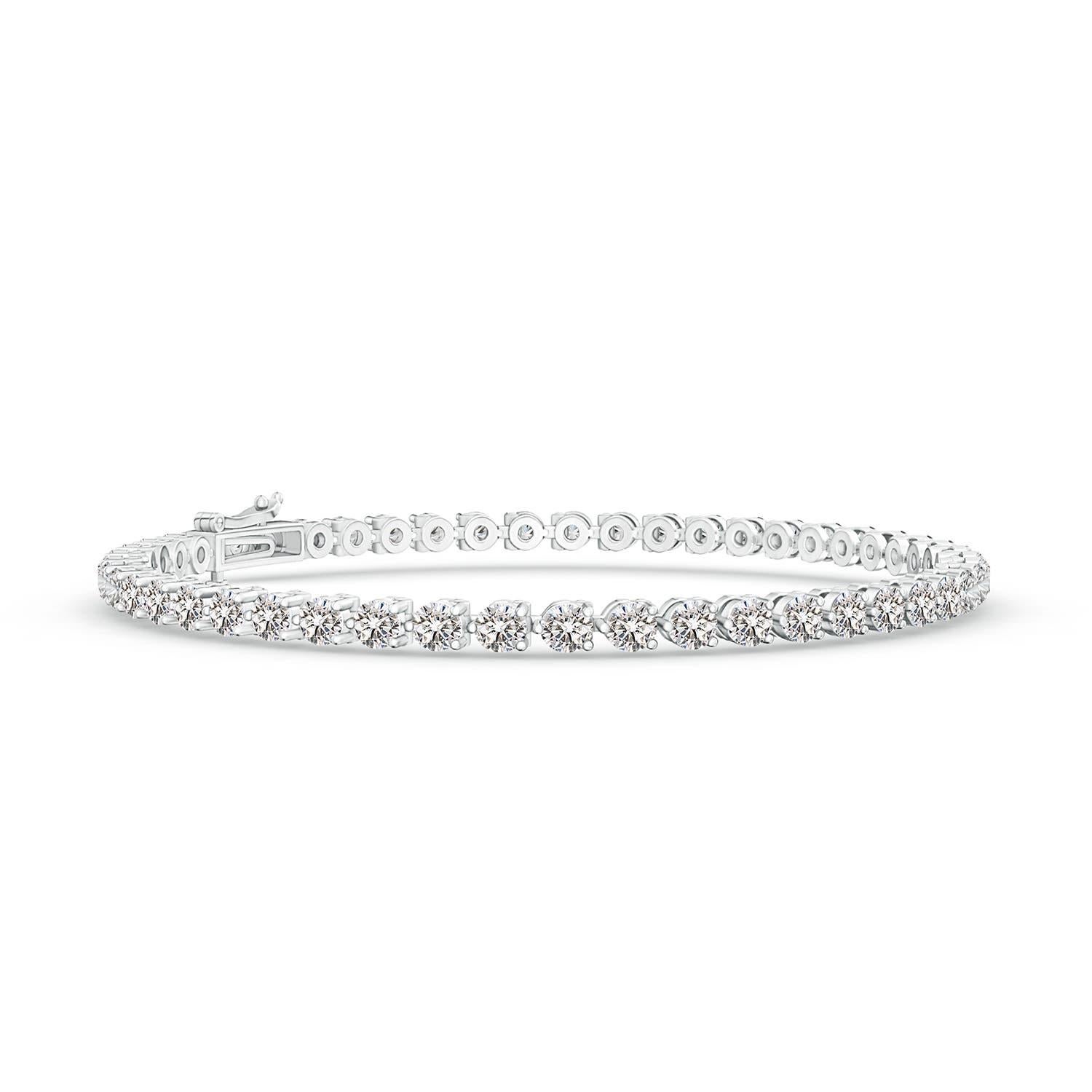 A Link Bracelet de tennis en or 14K avec diamants ronds de 2,9 ct sertis à la main et de couleur Nature en vente 1