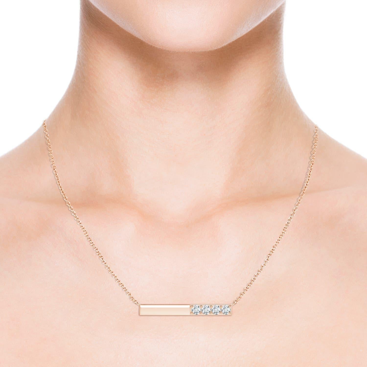 Angara Natural Prong-Set Runde Diamant Bar Halskette in 14K Rose Gold für Frauen im Zustand „Neu“ im Angebot in Los Angeles, CA