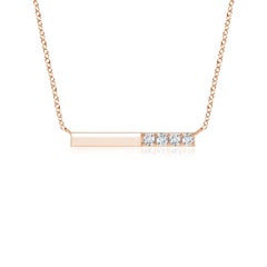 Angara Natural Prong-Set Runde Diamant Bar Halskette in 14K Rose Gold für Frauen