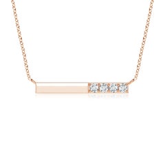 Angara Natural Prong-Set Runde Diamant Bar Halskette in 14K Rose Gold für Frauen