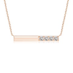 Angara Natural Prong-Set Runde Diamant Bar Halskette in 14K Rose Gold für Frauen