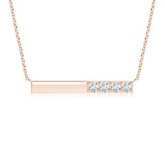 Angara Natural Prong-Set Runde Diamant Bar Halskette in 14K Rose Gold für Frauen