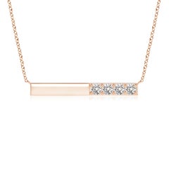 Angara Natural Prong-Set Runde Diamant Bar Halskette in 14K Rose Gold für Frauen
