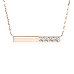 Angara Natural Prong-Set Runde Diamant Bar Halskette in 14K Rose Gold für Frauen